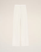 AmiParis White Blended Linen Low Waist Straight Pant Women's