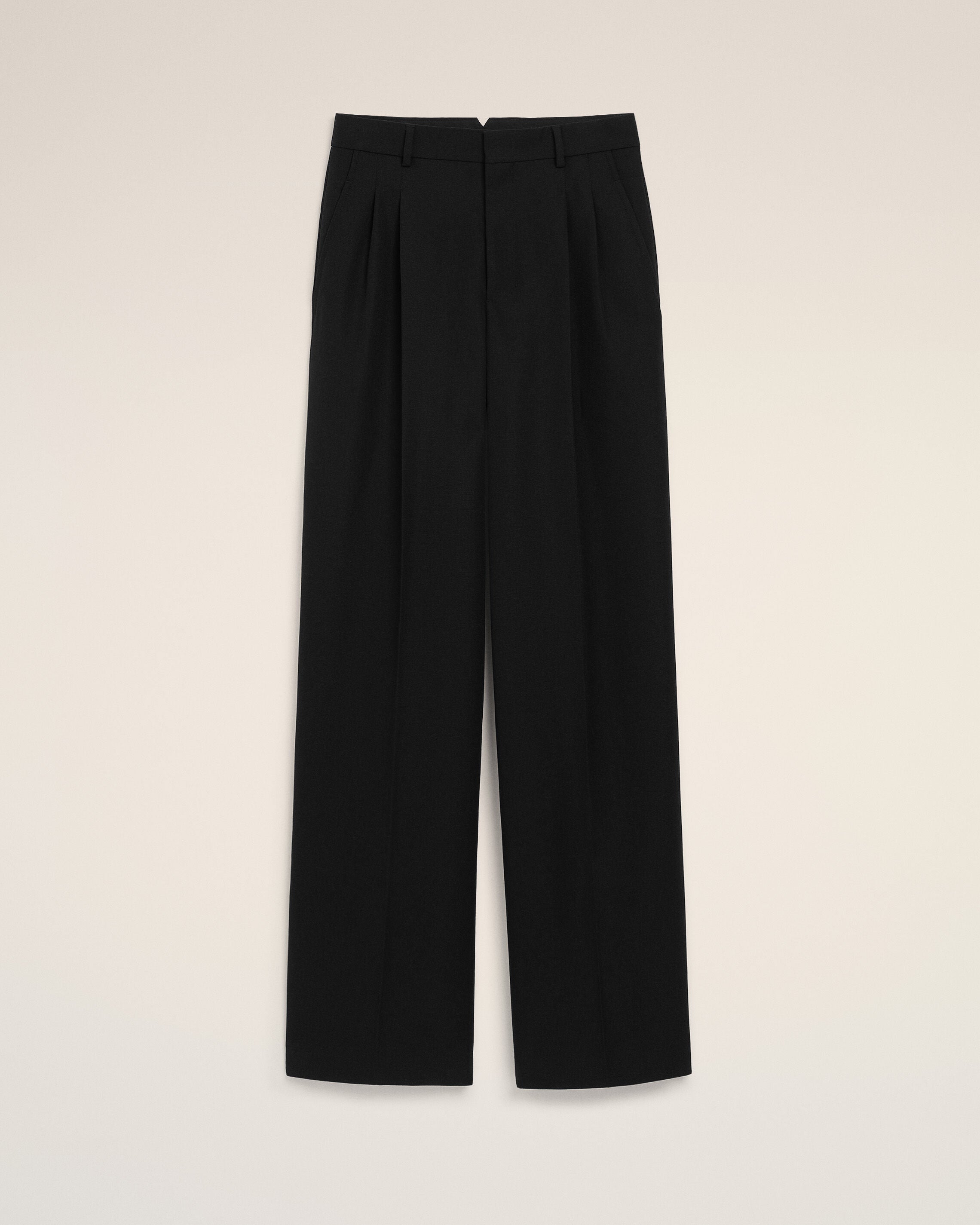 AmiParis Black New Wool Low Waist Wide Trousers Women's