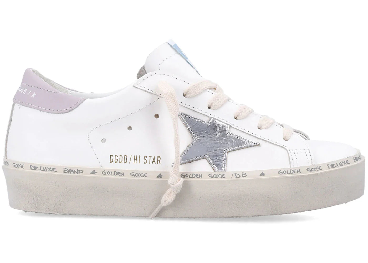 Golden Goose Hi Star White Silver Lilac Womens