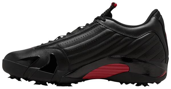 Black sneaker with red accents on a transparent background