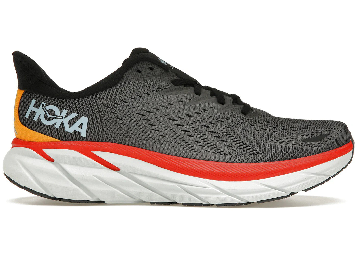 Hoka One One Clifton 8 Anthracite Castlerock Red