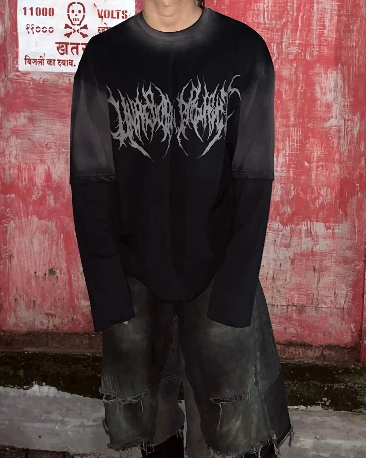 UNREBORN PROJECT Metal Logo Oversized Full Sleeve Tshirt - dawntown