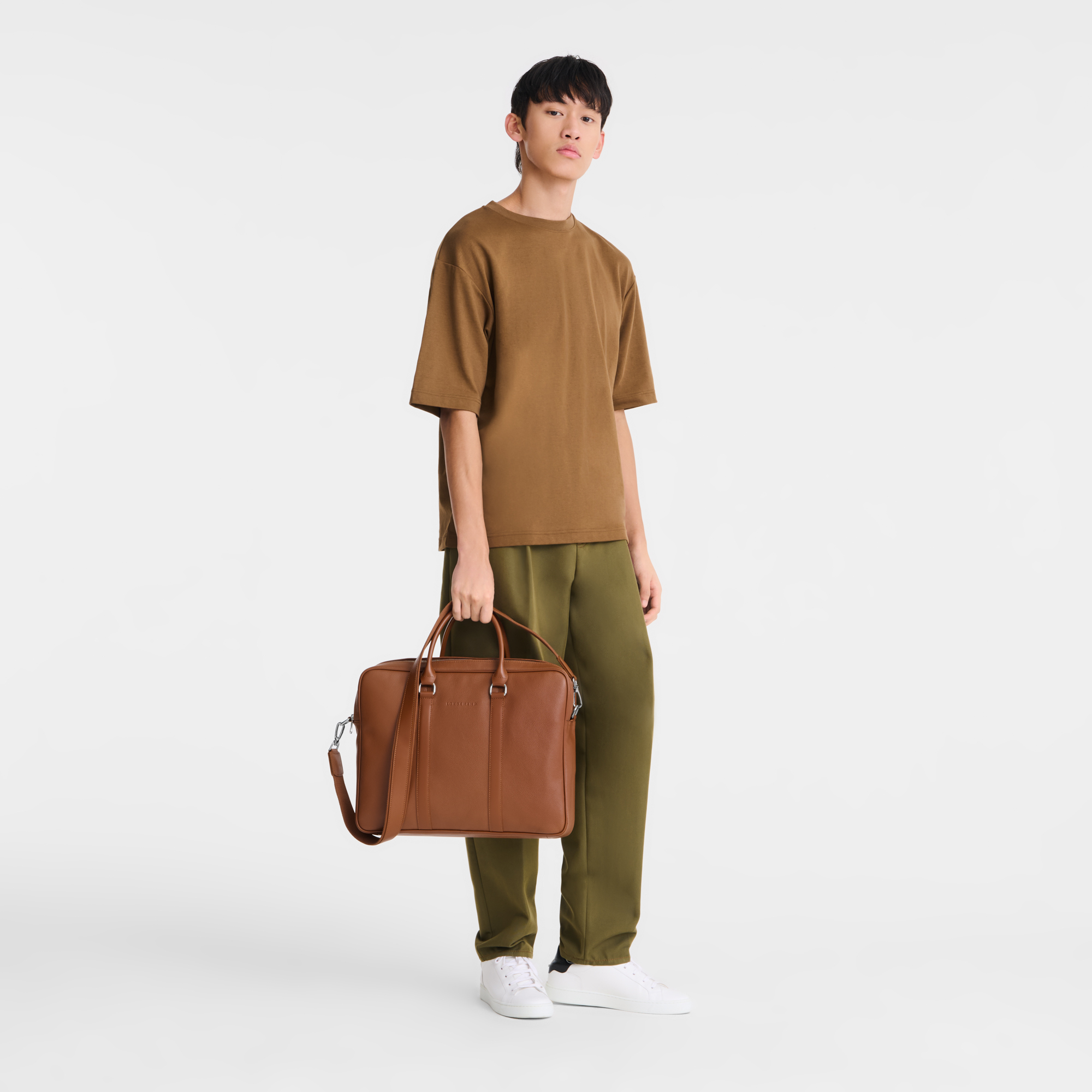 Longchamp Le Foulonné M Briefcase Caramel