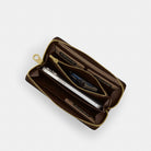 Coach Long Zip Around Wallet In Signature Canvas Gold Tan Brown