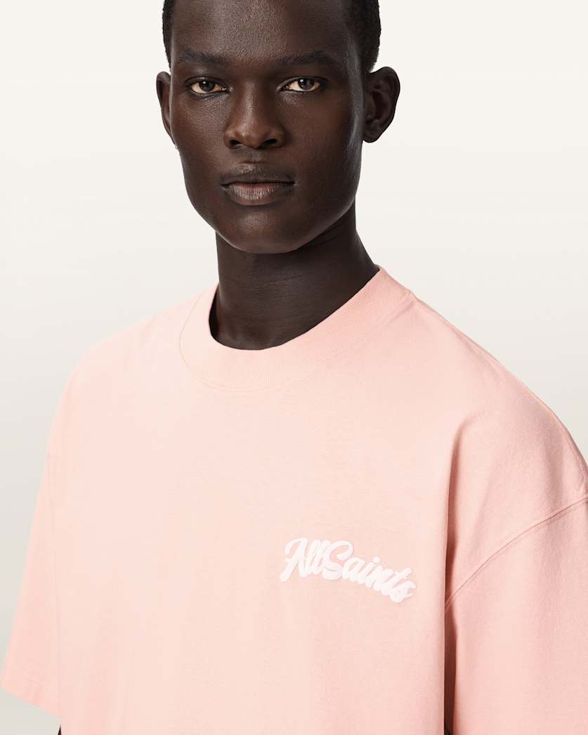 AllSaints Odyssey Oversized Short Sleeve Crew T-Shirt – Blushed Pink