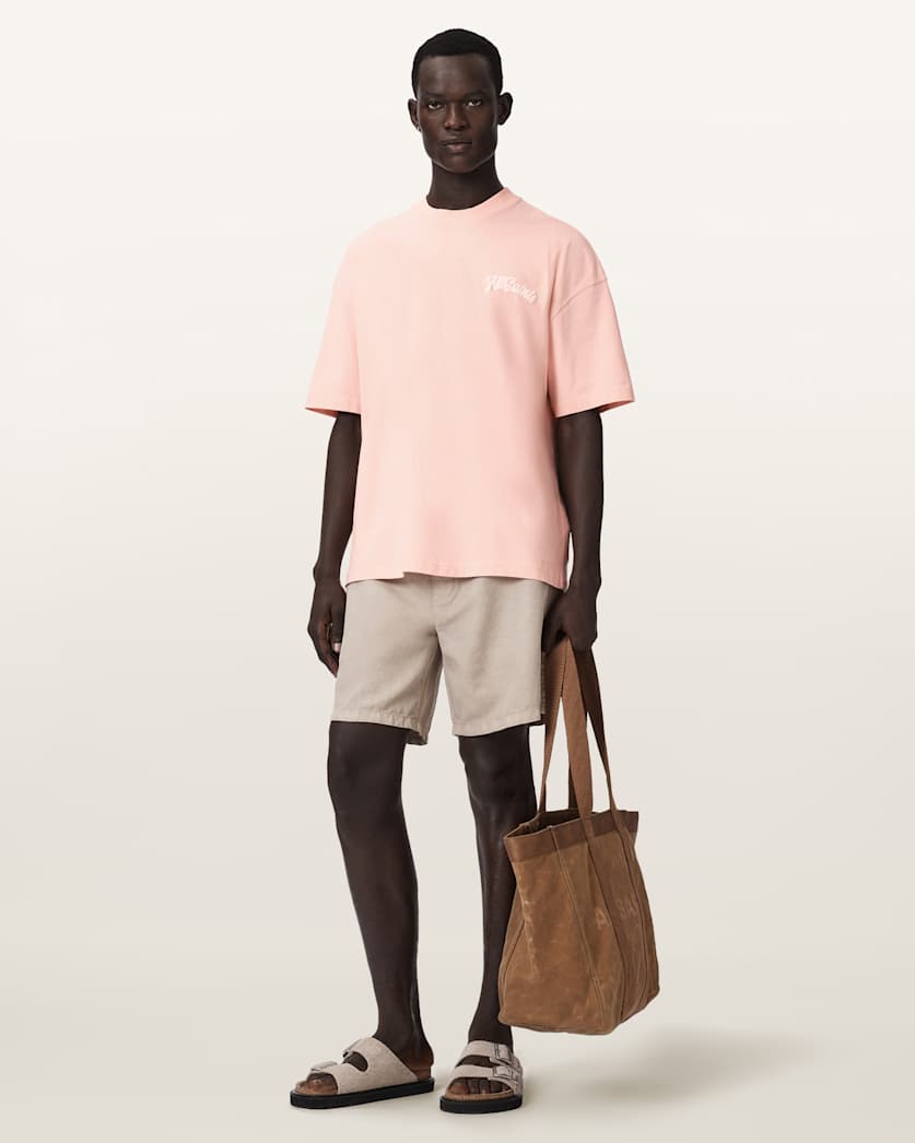 AllSaints Odyssey Oversized Short Sleeve Crew T-Shirt – Blushed Pink