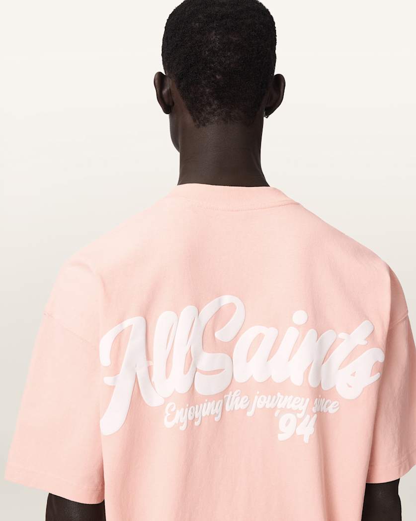 AllSaints Odyssey Oversized Short Sleeve Crew T-Shirt – Blushed Pink