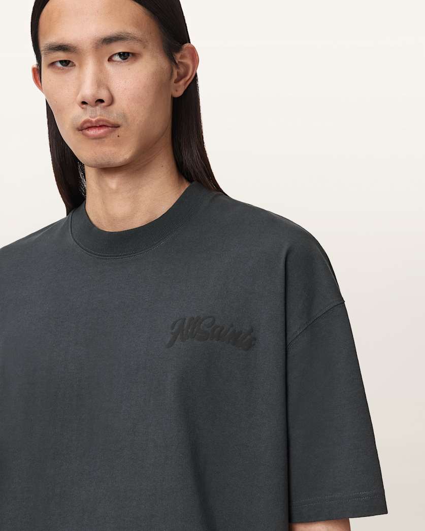 AllSaints Odyssey Oversized Short Sleeve Crew T-Shirt – Washed Black