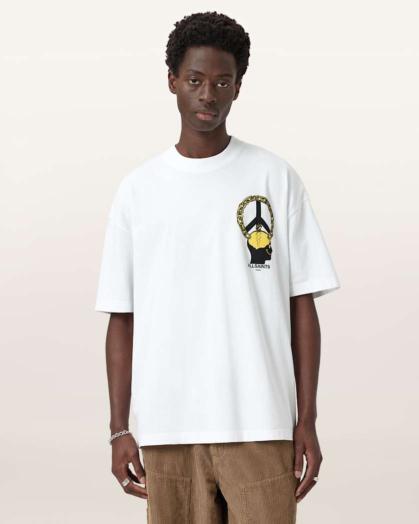 AllSaints Screwed Short Sleeve Crew T-Shirt - Optic White