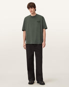 All Saints Xander Flocked Logo Oversized T-Shirt 'Garnet Green'