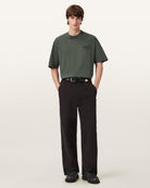 All Saints Xander Flocked Logo Oversized T-Shirt 'Garnet Green'