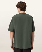 All Saints Xander Flocked Logo Oversized T-Shirt 'Garnet Green'