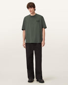 AllSaints Xander Flocked Logo Oversized T-Shirt – Garnet Green