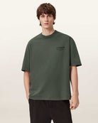 All Saints Xander Flocked Logo Oversized T-Shirt 'Garnet Green'