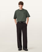 AllSaints Xander Flocked Logo Oversized T-Shirt – Garnet Green