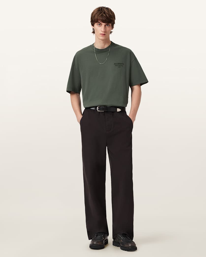 AllSaints Xander Flocked Logo Oversized T-Shirt – Garnet Green