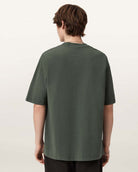 AllSaints Xander Flocked Logo Oversized T-Shirt – Garnet Green