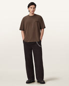 AllSaints Xander Flocked Logo Oversized T-Shirt – Bitter Brown