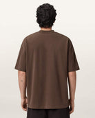 AllSaints Xander Flocked Logo Oversized T-Shirt – Bitter Brown