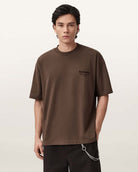 AllSaints Xander Flocked Logo Oversized T-Shirt – Bitter Brown