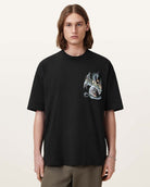 AllSaints Dragon Wave Oversized Short Sleeve T-Shirt – Washed Black
