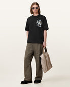 AllSaints Dragon Wave Oversized Short Sleeve T-Shirt - Black