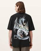 AllSaints Dragon Wave Oversized Short Sleeve T-Shirt - Black