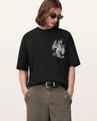 AllSaints Dragon Wave Oversized Short Sleeve T-Shirt – Washed Black