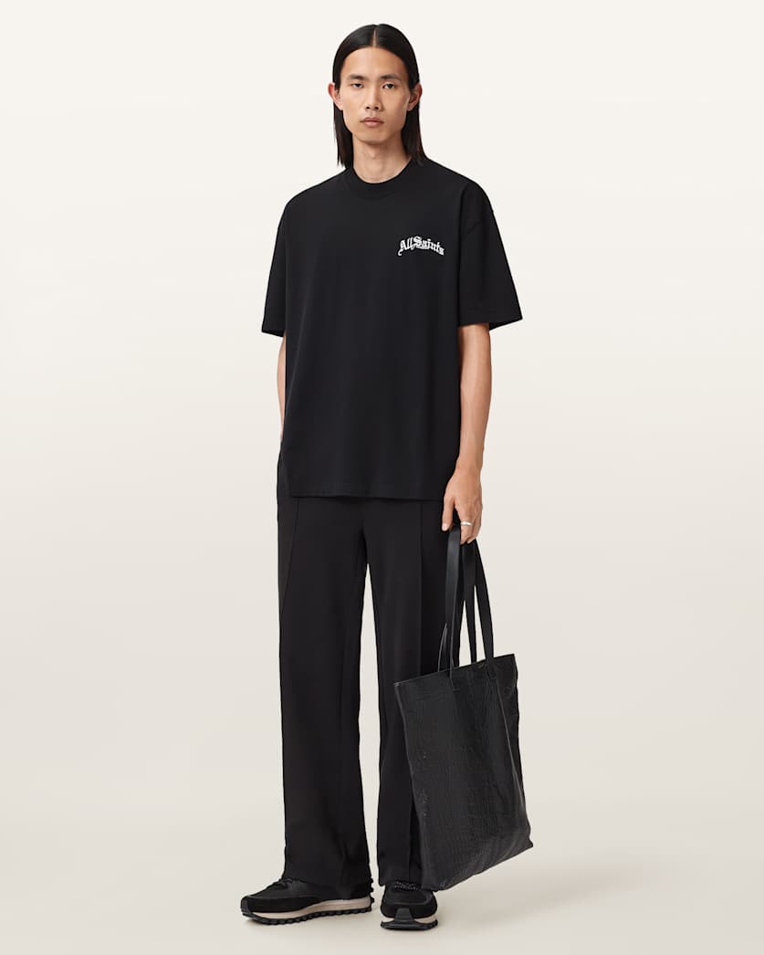 AllSaints Descent Oversized Graphic T-Shirt – Washed Black