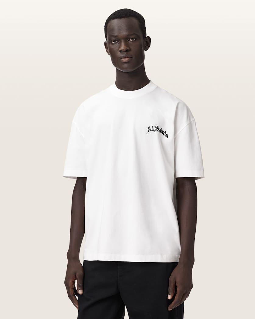 AllSaints Descent Oversized Graphic T-Shirt – Ashen White