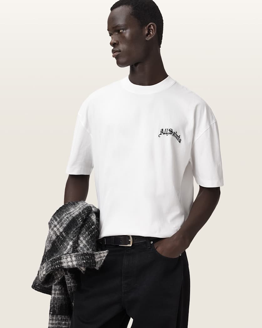 AllSaints Descent Oversized Graphic T-Shirt – Ashen White