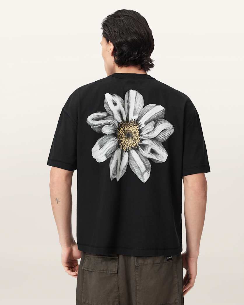 AllSaints Petals Boxy Short Sleeve Graphic T-Shirt – Washed Black