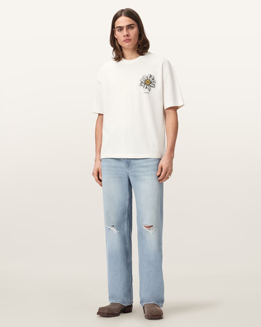 AllSaints Petals Boxy Short Sleeve Graphic T-Shirt – Chalk White