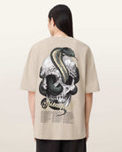 AllSaints Snakehead Oversized Graphic T-Shirt – Almond White