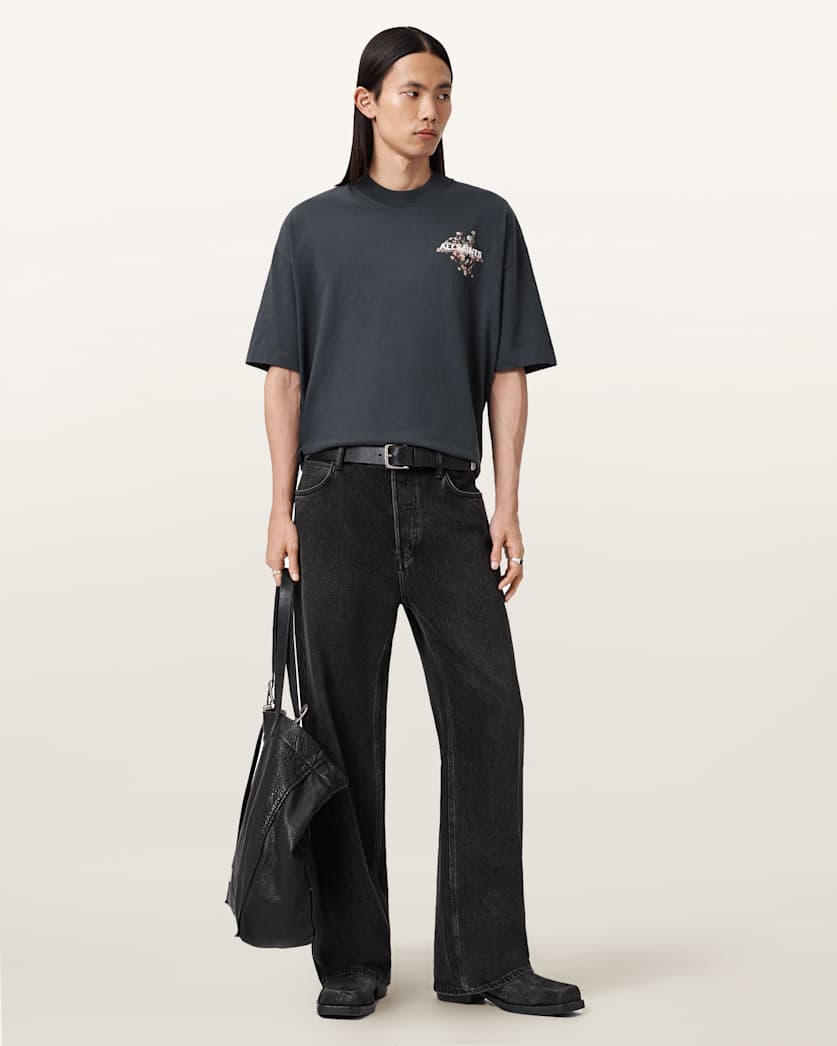 AllSaints Valen Oversized Graphic T-Shirt – Washed Black