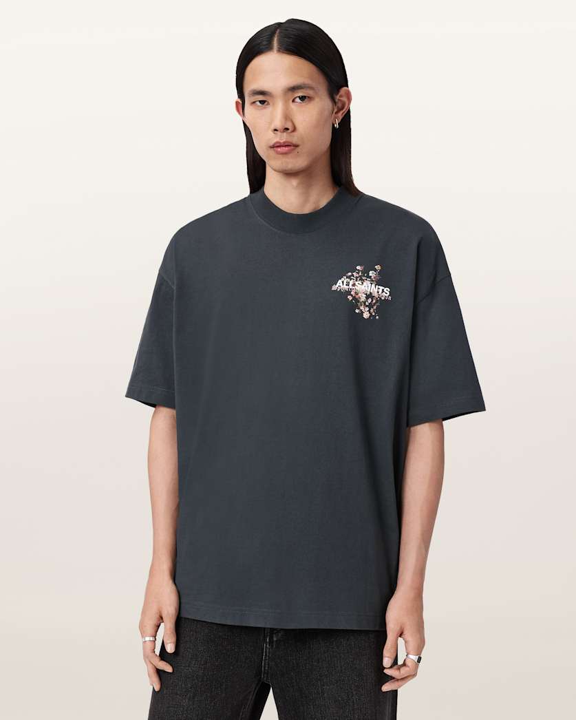 AllSaints Valen Oversized Graphic T-Shirt – Washed Black