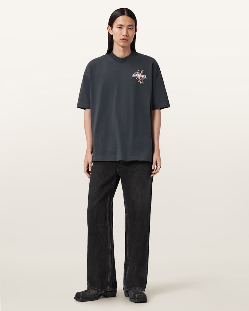 AllSaints Valen Oversized Graphic T-Shirt – Washed Black