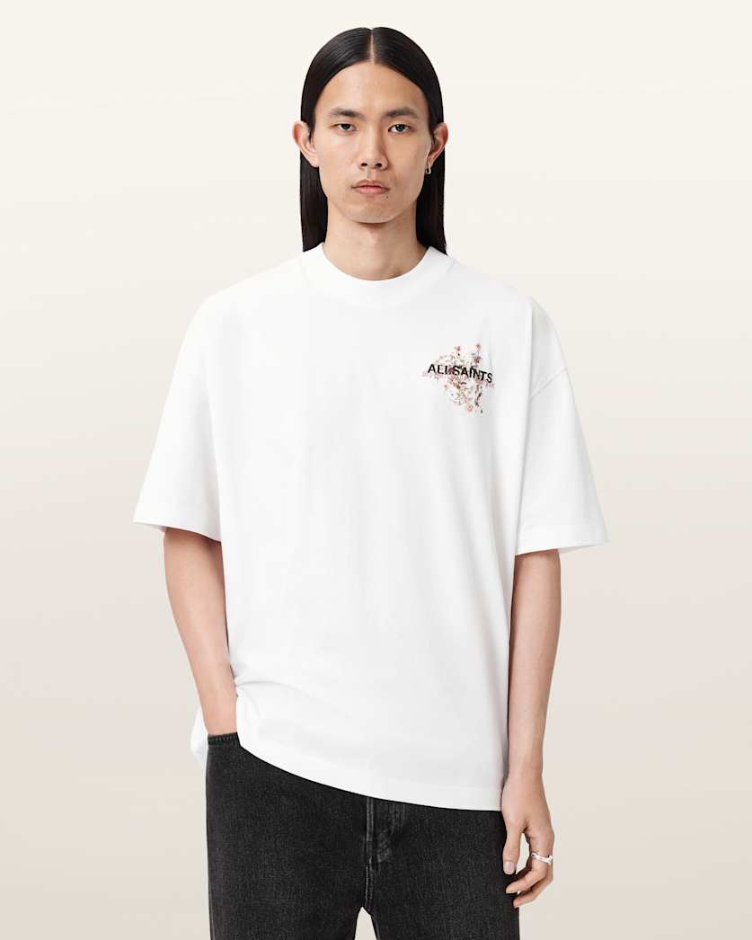 AllSaints Valen Oversized Graphic T-Shirt - Ashen White