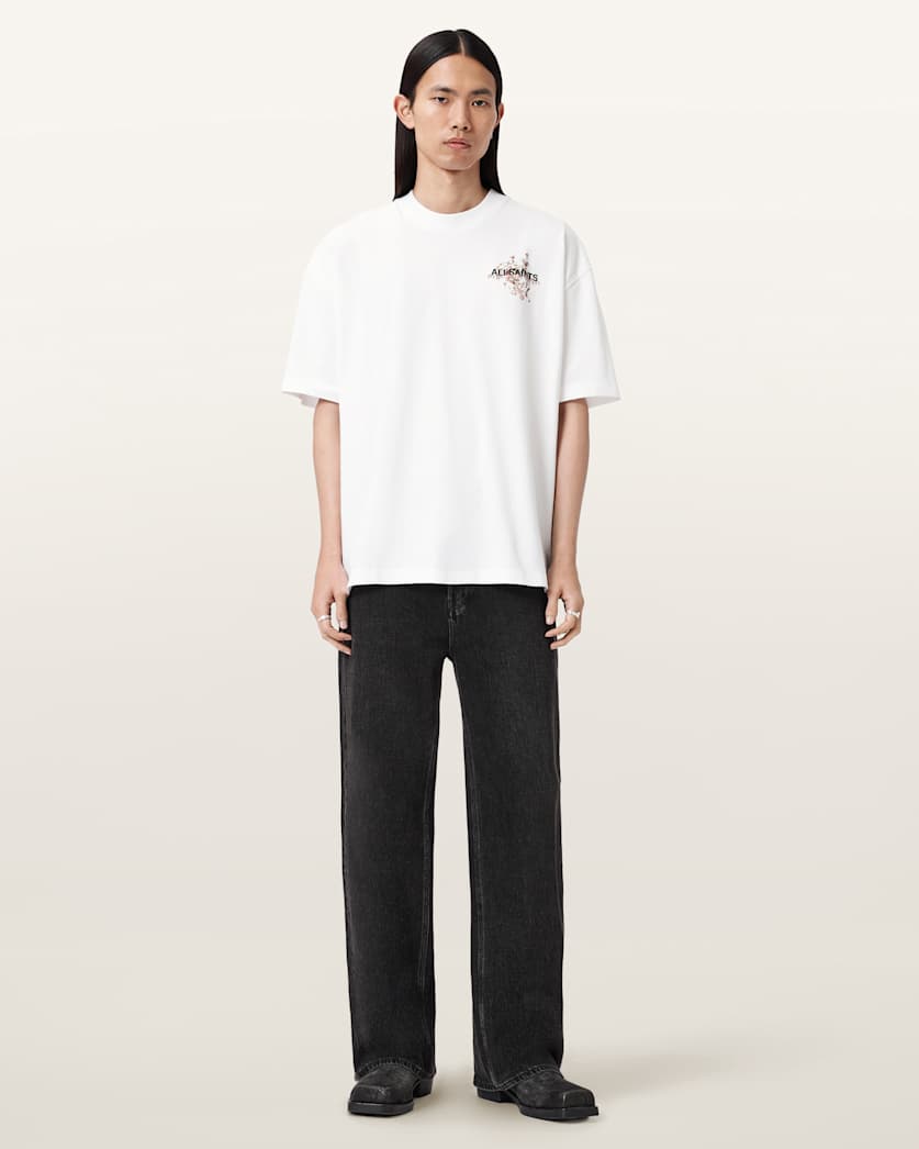 AllSaints Valen Oversized Graphic T-Shirt - Ashen White