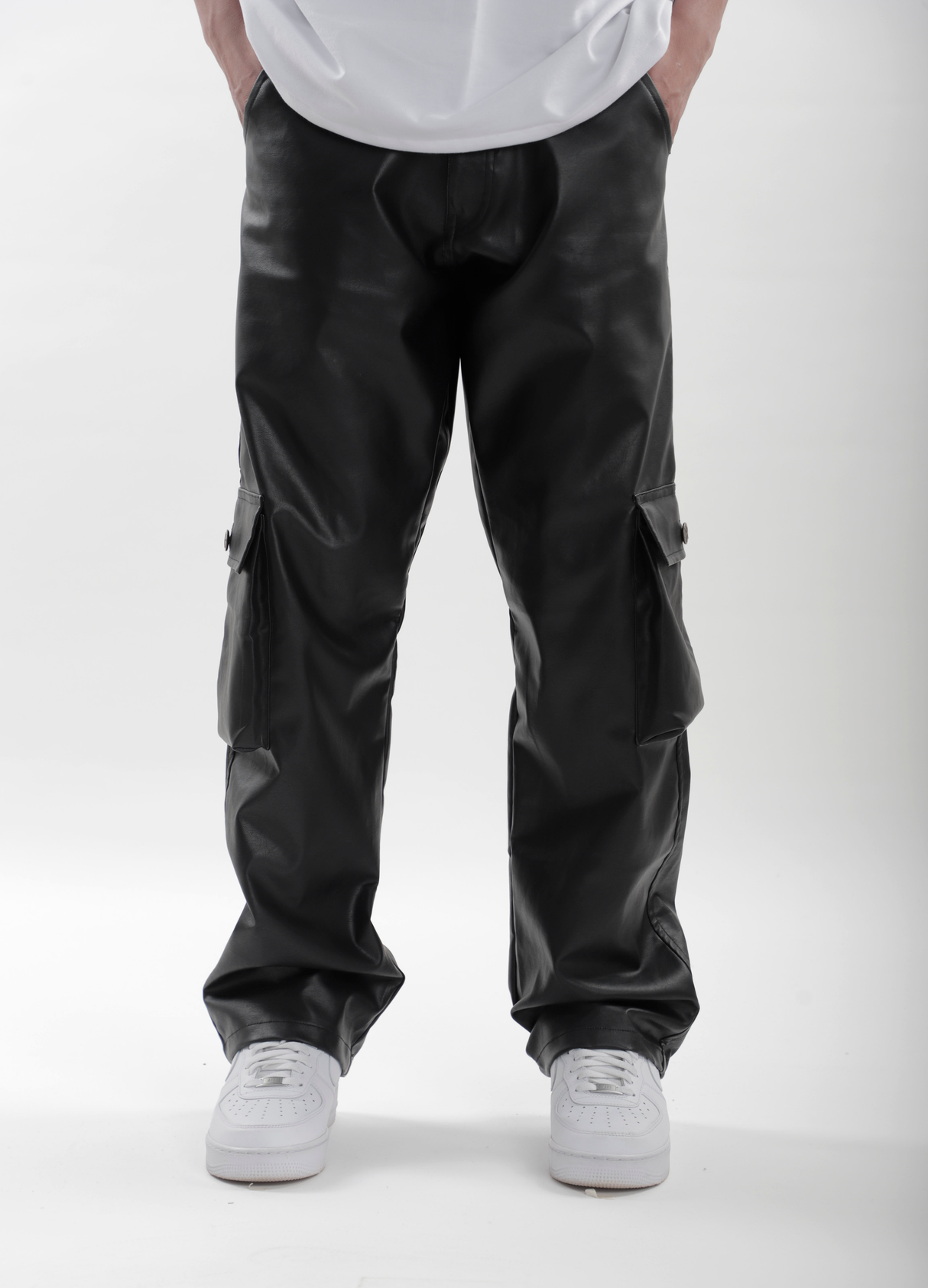 Black Leather Carpenter Pants