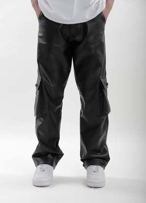 Black Leather Carpenter Pants