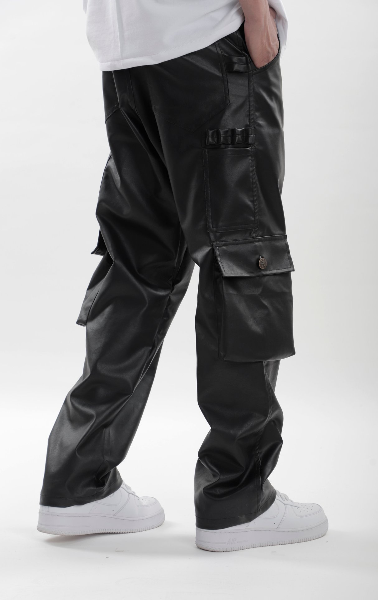 Black Leather Carpenter Pants