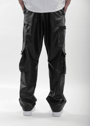 Leather Carpenter Pants - Black - dawntown