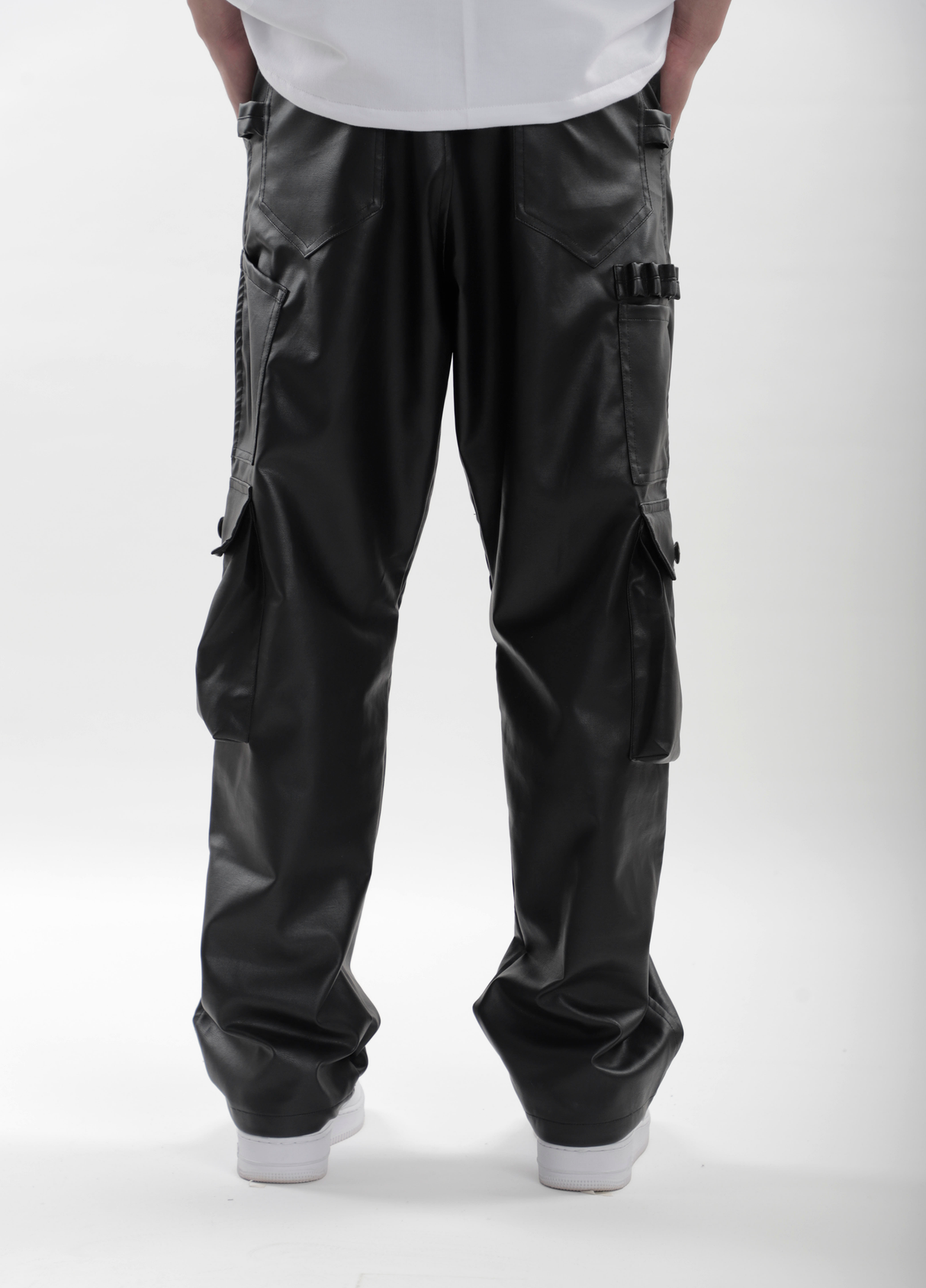 Black Leather Carpenter Pants