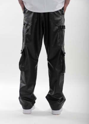 Black Leather Carpenter Pants