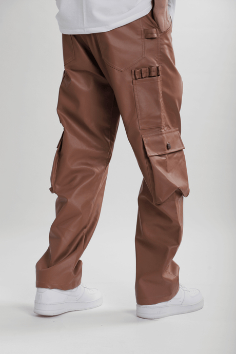 Leather Carpenter Pants - Brown - dawntown