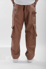 Leather Carpenter Pants - Brown - dawntown