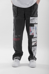 Earthtone Black Upcycled Denims - dawntown