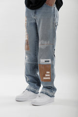 Earthtone Blue Upcycled Denims - dawntown