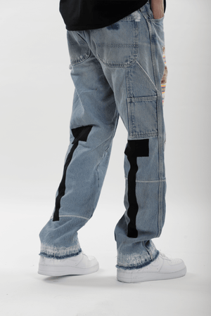 Earthtone Blue Upcycled Denims - dawntown